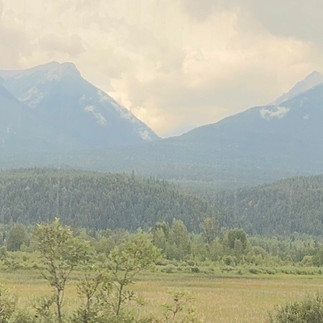 View of Banff National Park from Rocky Mountaineer train.