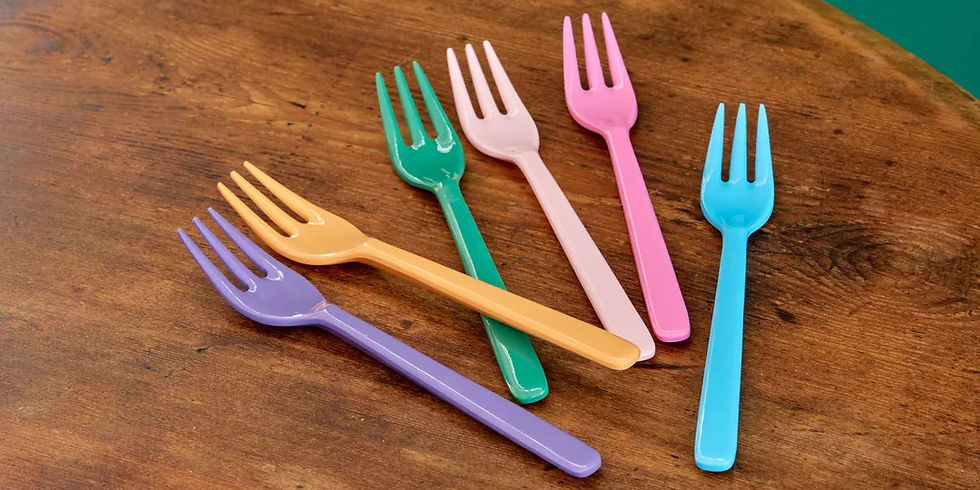 Set of colorful forks from Rice