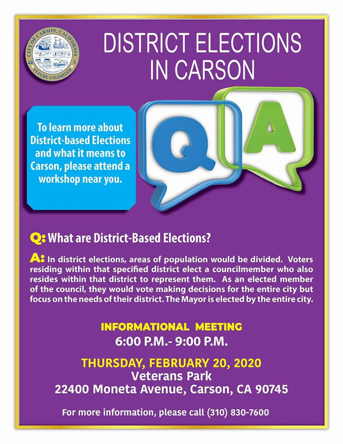 District Elections in Carson, Feb. 20, 2020