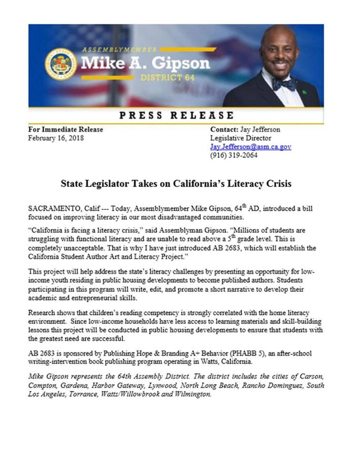 Assemblymember Mike Gipson Takes on California's Literacy Crisis with AB 2683