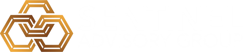 Sentinel Advisory Group logo featuring interconnected gold geometric shapes above the company name.