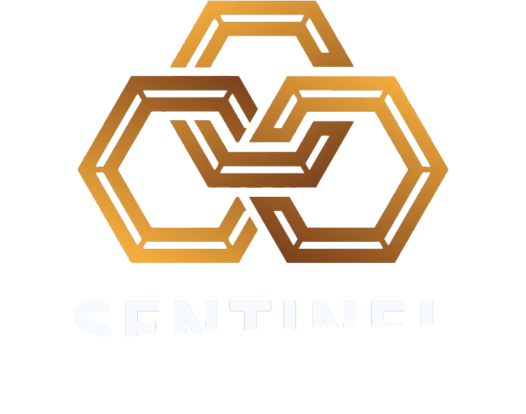 Sentinel Advisory Group corporate logo in gold with interconnected geometric symbol and company wordmark.