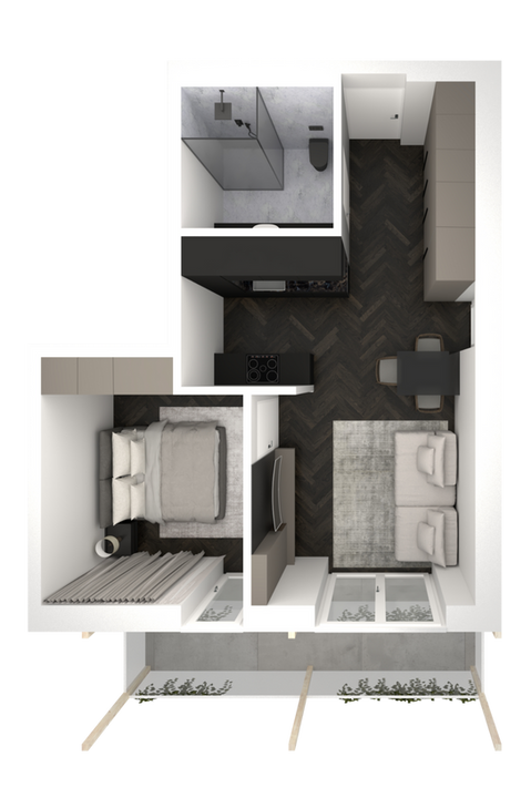 Dreidimensional 3D digitalisierte Wohnung für den Verkauf von Immobilien und Exposé für Immobilienmakler.