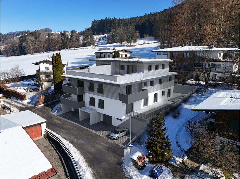 Außenvisualisierung eines Wohngebäudes in Tirol