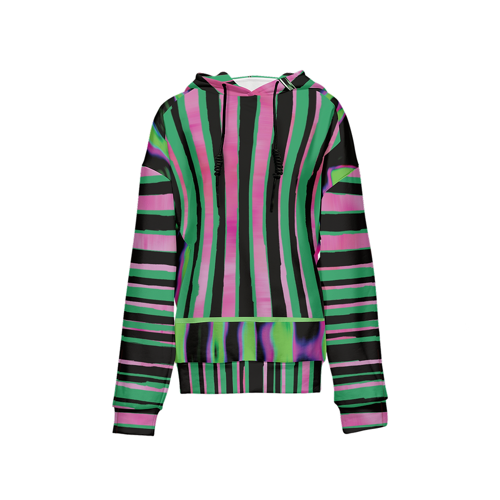 Women’s Relaxed Fit Hoodie With Front Patch - Stripes Edition