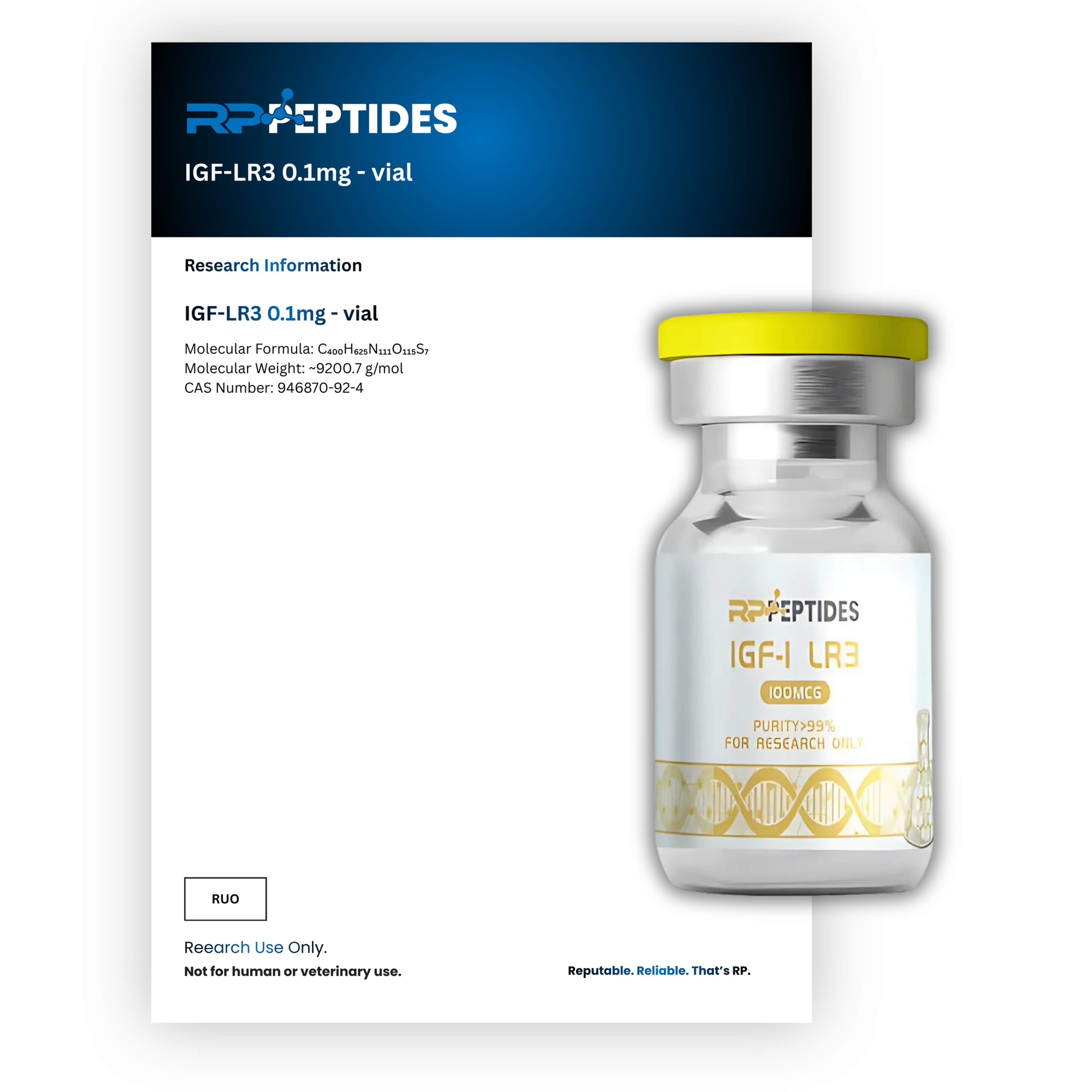 IGF-LR3 0.1mg - vial : Research Only