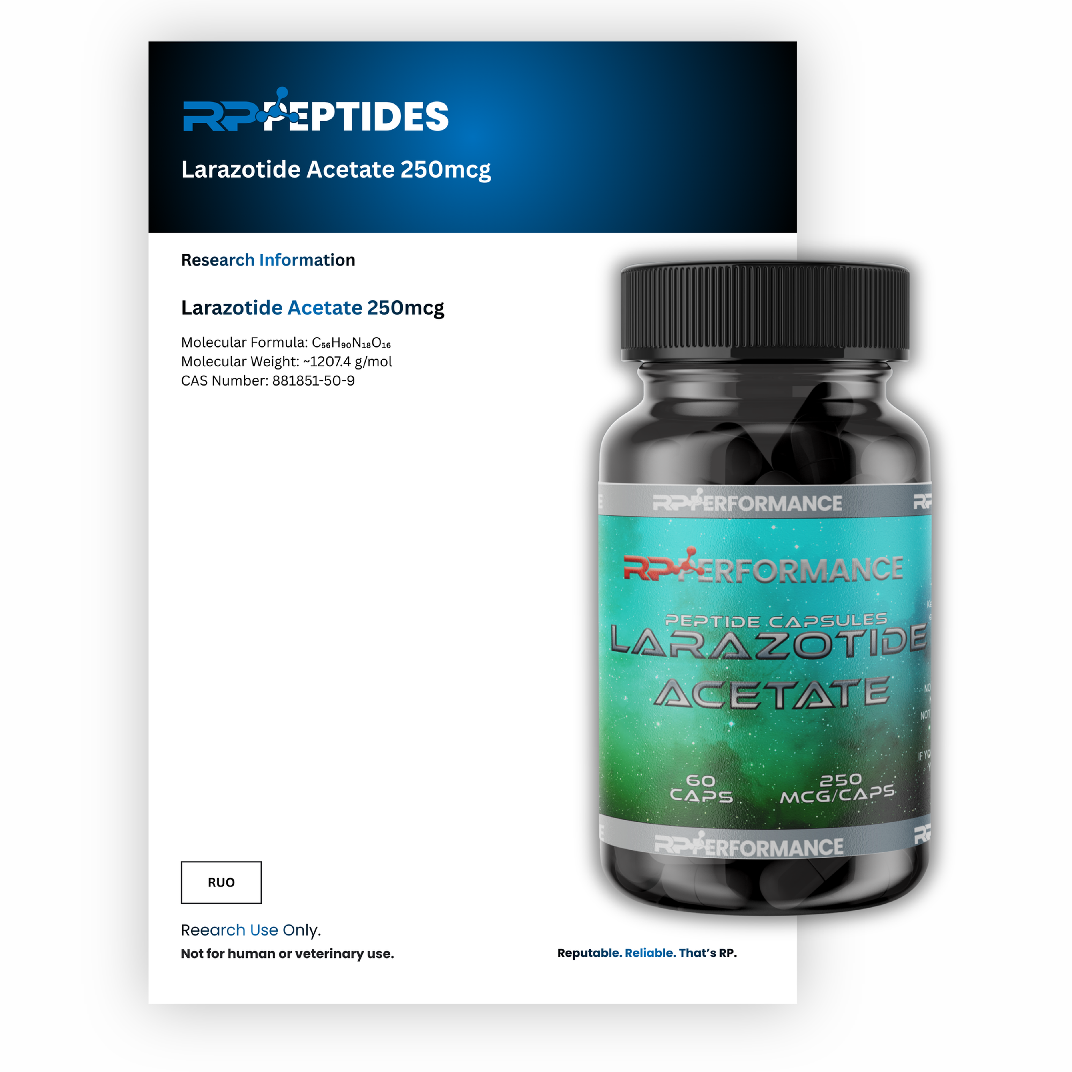 Larazotide Acetate 250mcg x 60caps : Research Only