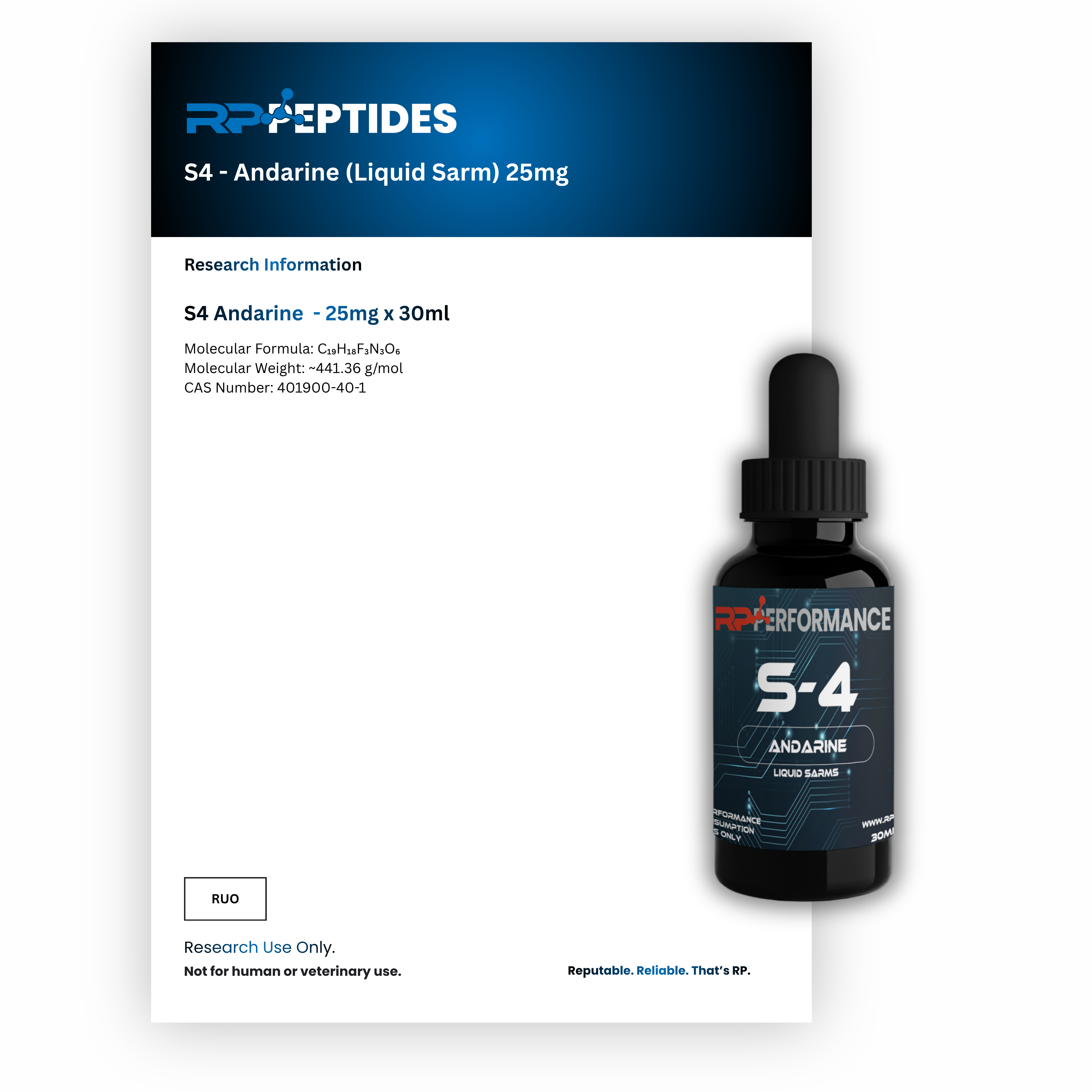 S4 - Andarine (Liquid Sarm) 25mg x 30ml : Research Only