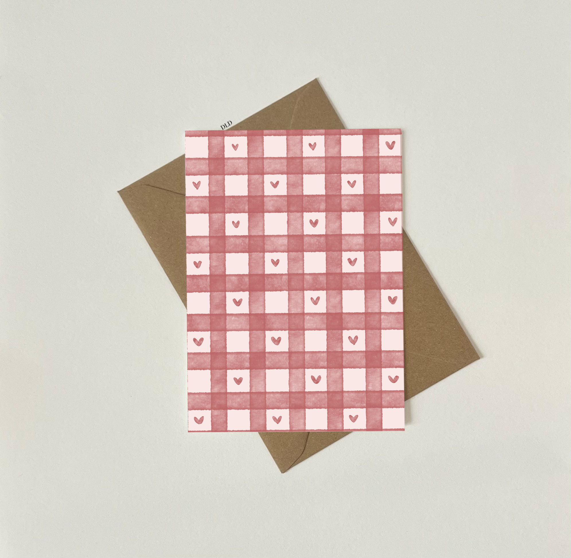 Pink Gingham Card A6