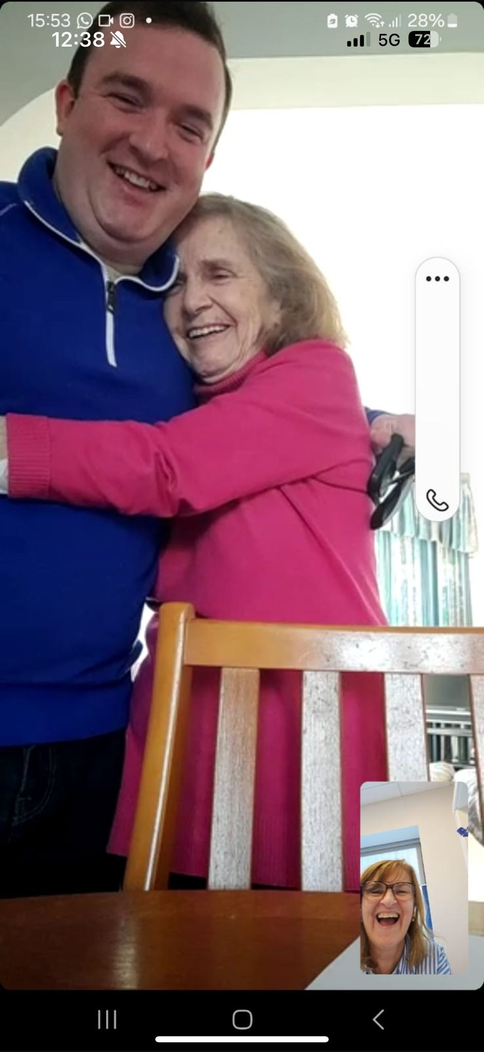Jamie and Annie on a video call to niece Marian