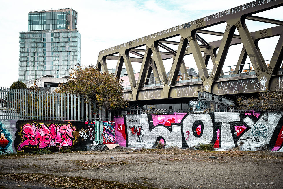 Graffiti on Brick Lane, East London. Railway Bridge. Edgy. Rough