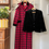 Thumbnail: 1980s/90s rare Laura Ashley red tartan and black velvet dress/frock coat M/L