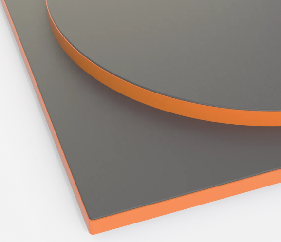 Thumbnail: Seatable Table Top Grey Laminate with Edge in Orange