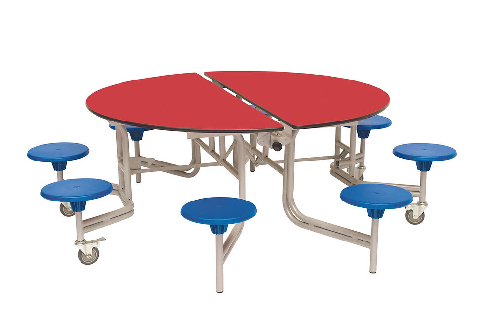 Thumbnail: Spaceright Round Mobile Folding Table with 8 Seats