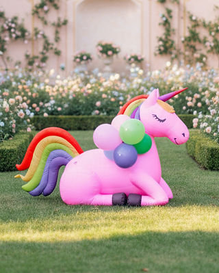 Artistic inflatable dragon decoration in a garden setting by One Two Celebrate