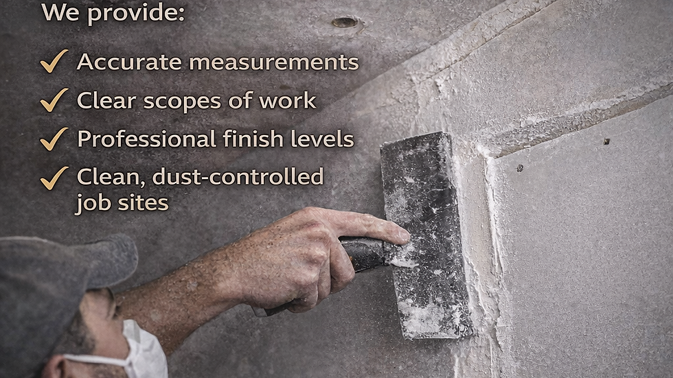 Drywall contractor applying joint compound and smoothing a wall seam during a home renovation, with Superior Home Renovations promoting professional drywall installation, finishing, and free estimates in Metro Detroit.