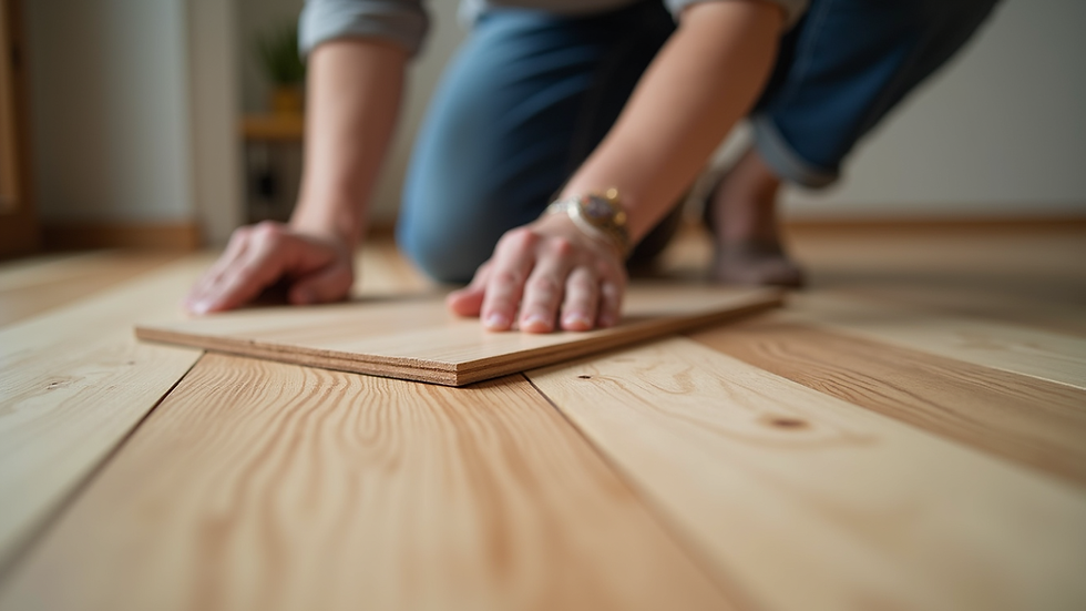 Close-up view of high-quality wood flooring being installed