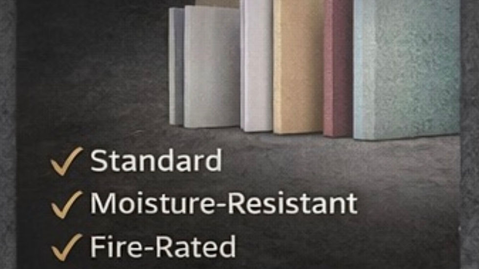 Stacked 1/2-inch and 5/8-inch drywall panels showing proper drywall thickness for walls, ceilings, and garages in residential construction.