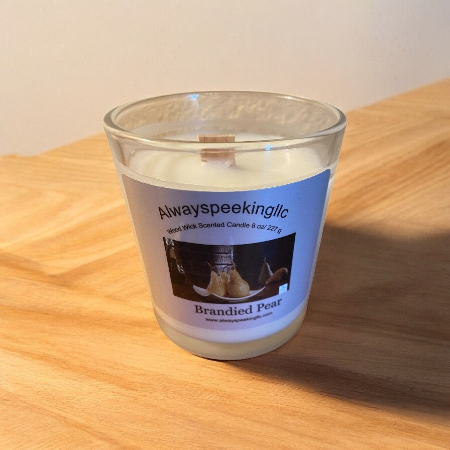 Brandied Pear Wood Wick Scented Candle 8 oz