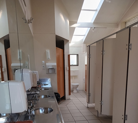 Ladies toilets have 4 cubicles and one designated ladies shower in this facility