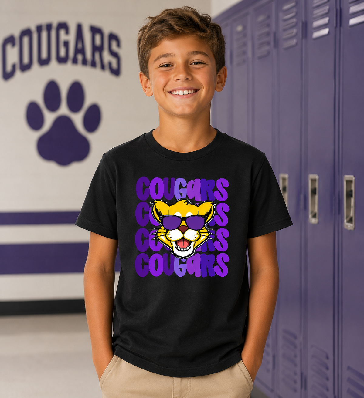 Cougars Sunglasses Flat Print T shirt