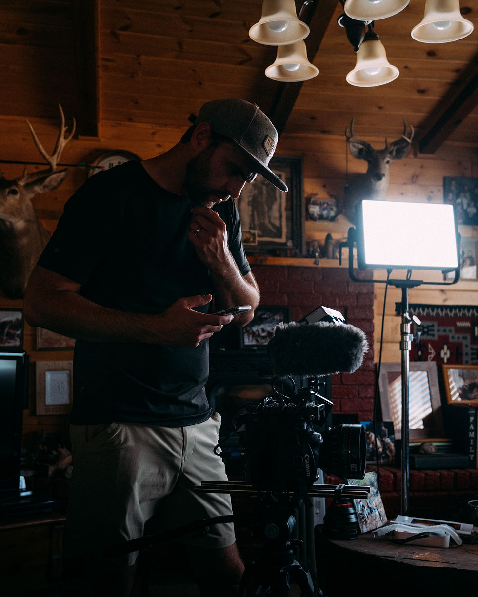 setting up lighting on location for filming the documentary Lionheart