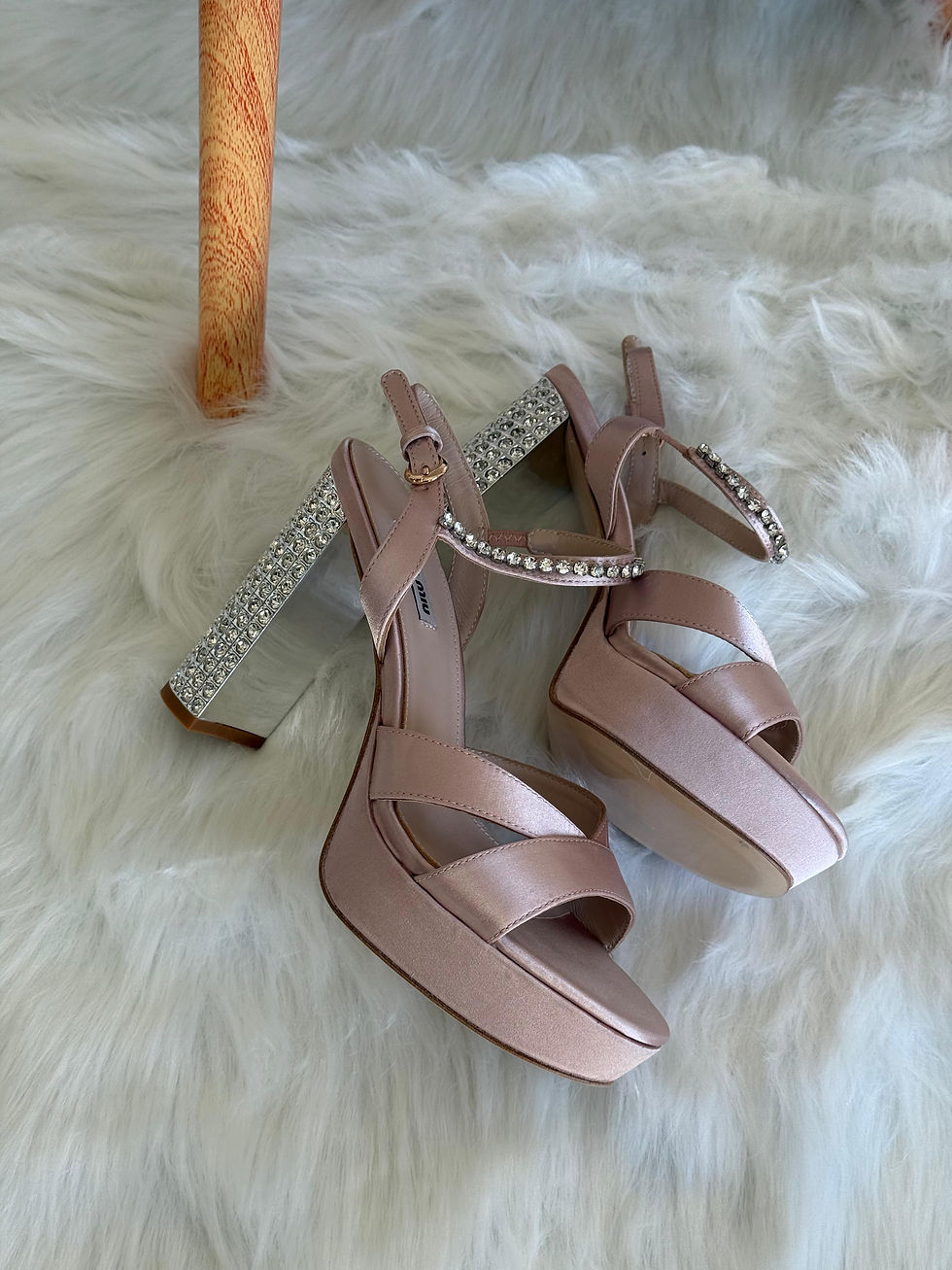 Thumbnail: MIU MIU Satin Platform Sandals