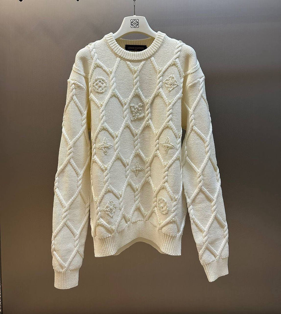 Thumbnail: LV Embellished Cable Knit Wool Blend Pullover