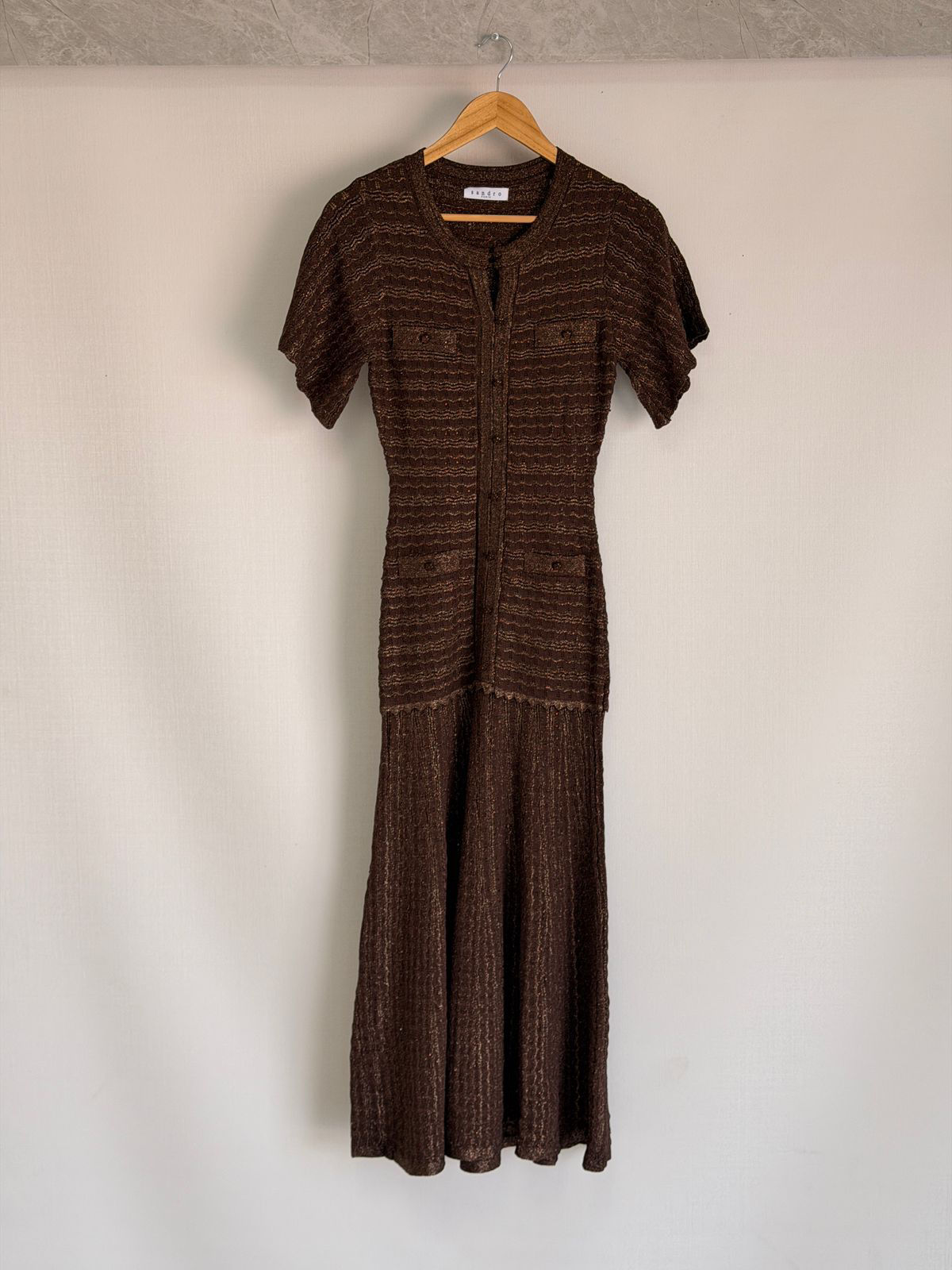 Sandro Maxi Textured-Knit Dress