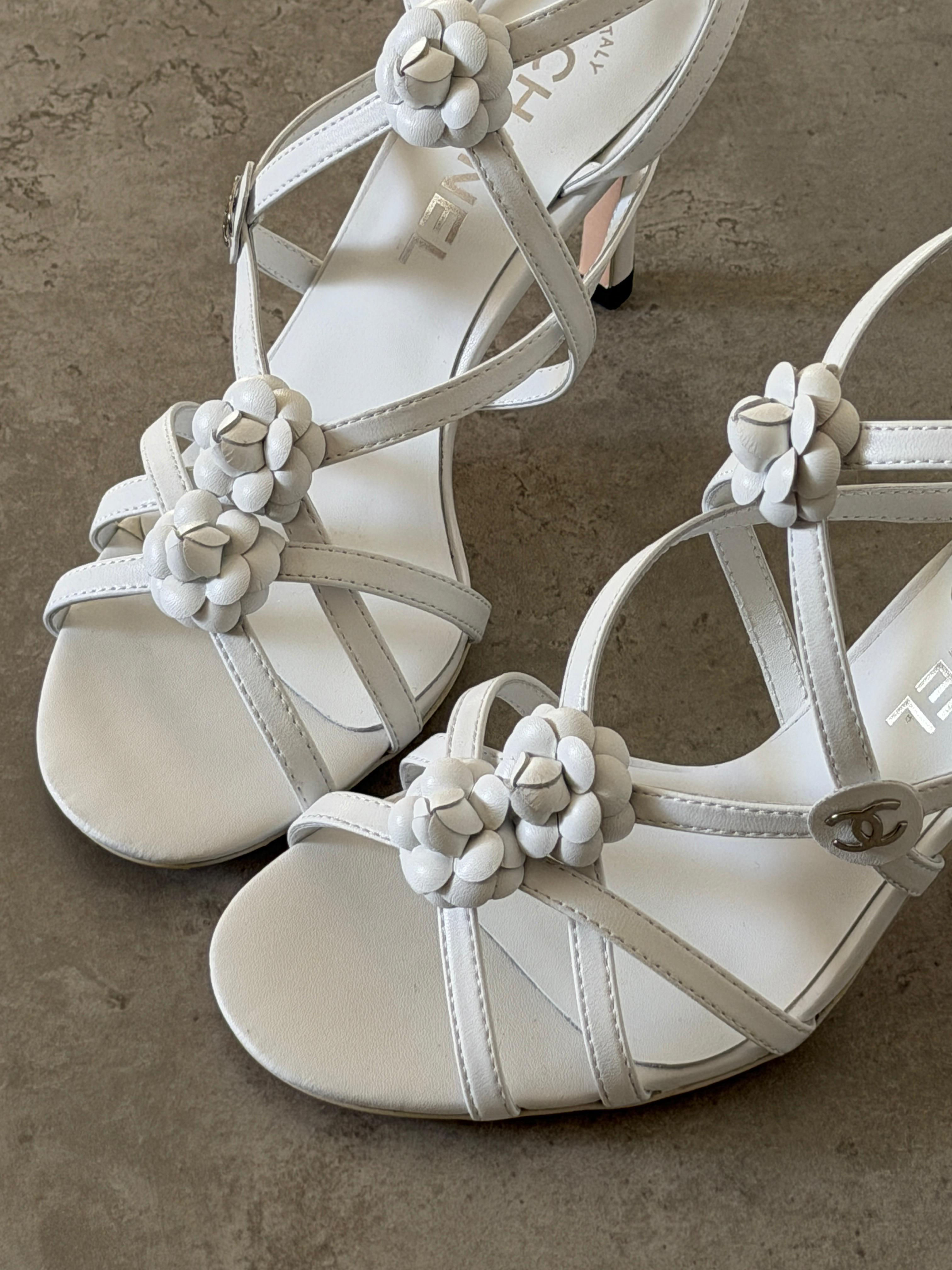 Chanel Camellia Heeled Sandals
