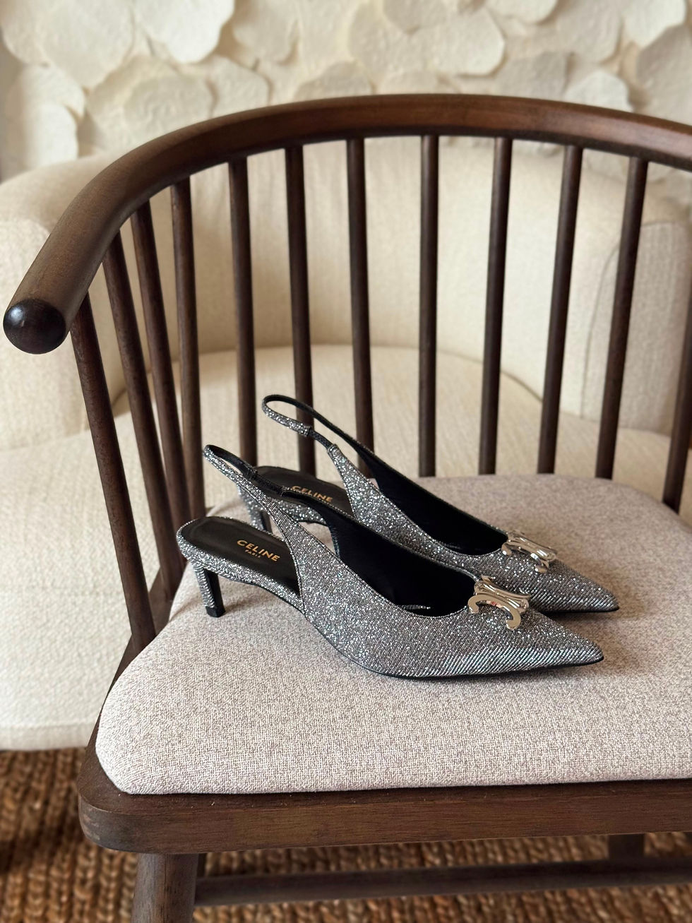 Thumbnail: Celine Glitter Slingback Pumps
