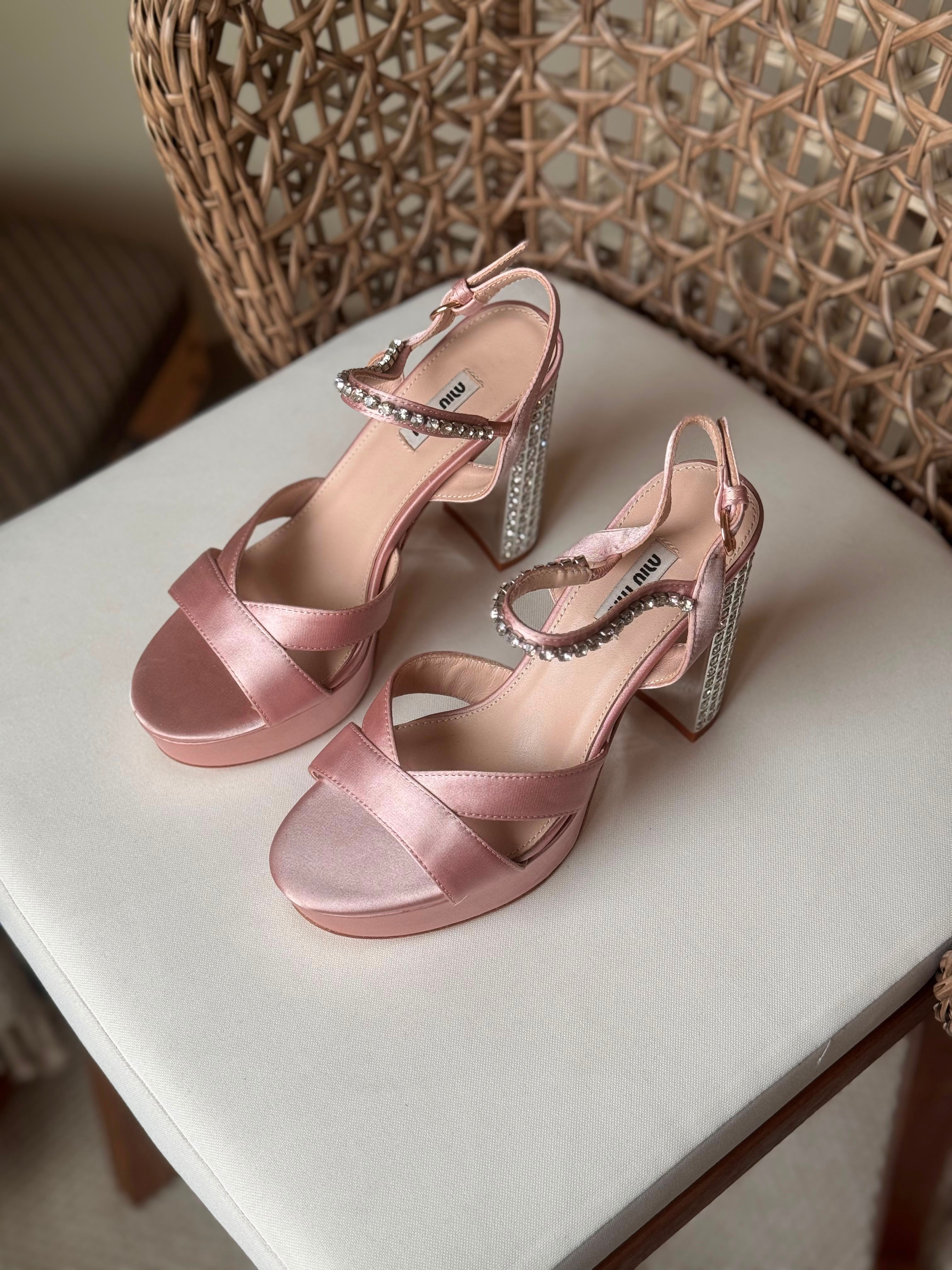 MIU MIU Satin Platform Sandals