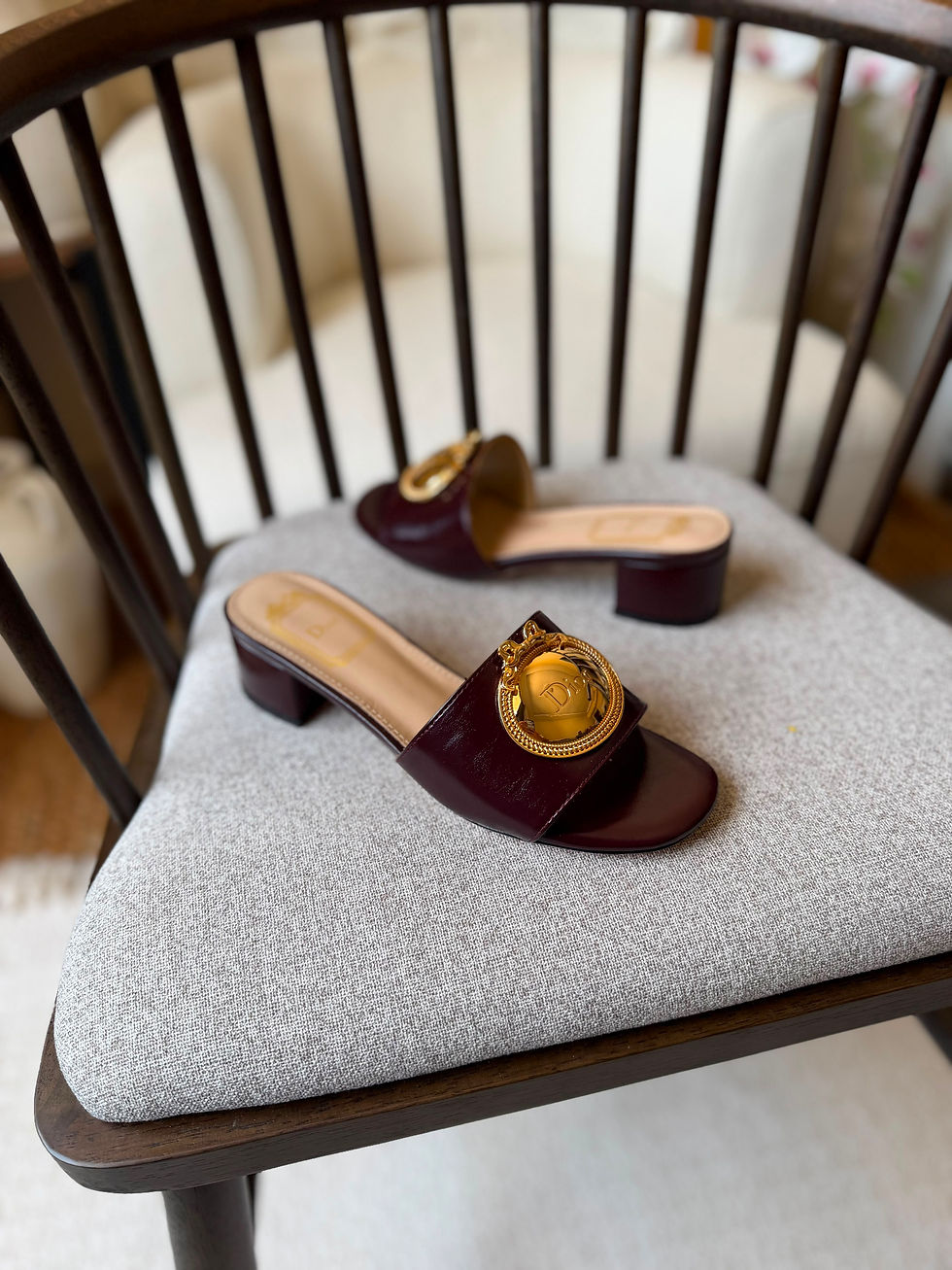 Thumbnail: Dior Medaillon Buckle Heeled Slides