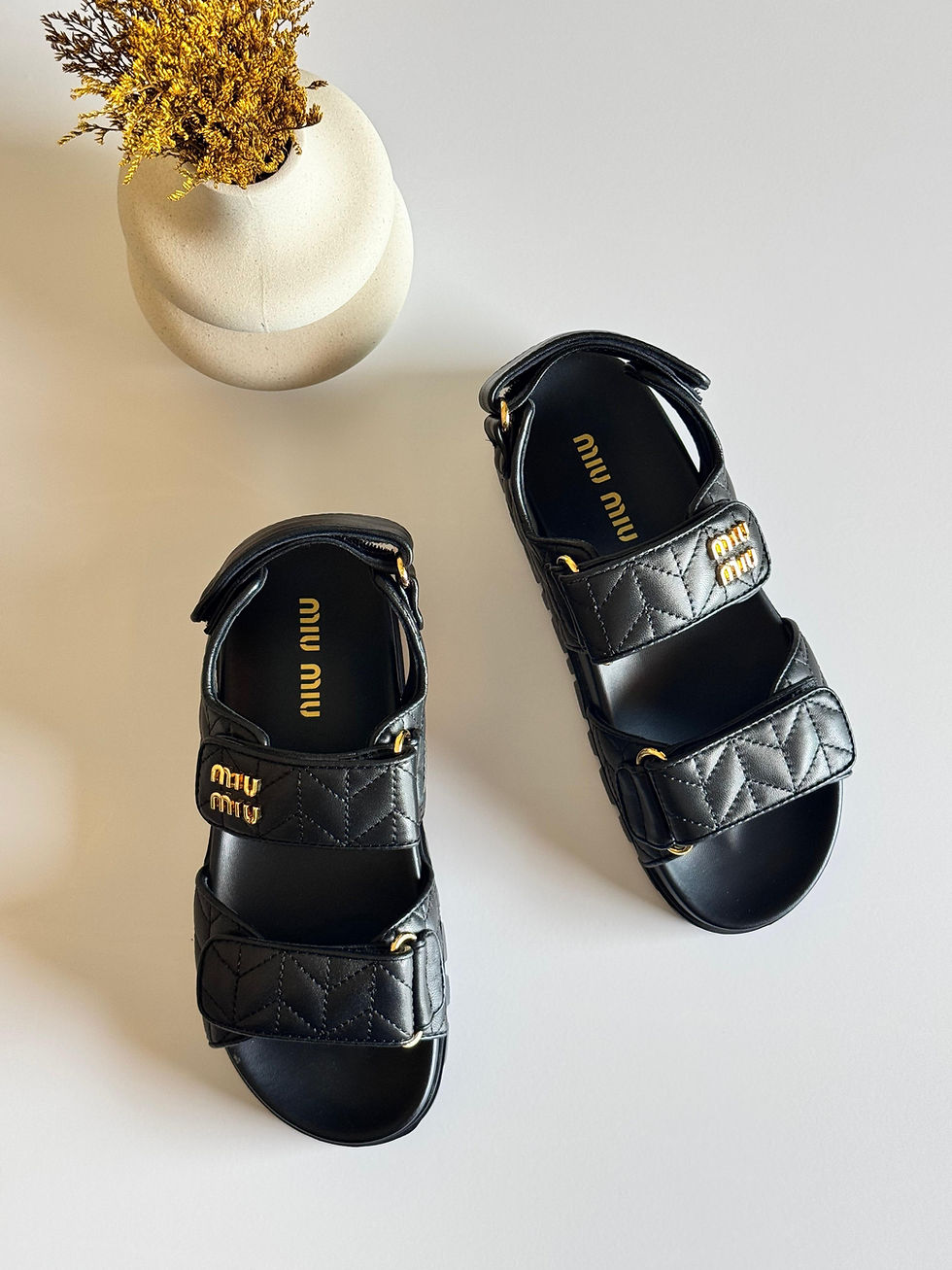 Thumbnail: Miu Miu Sporty Matelasse Nappa Leather Sandals