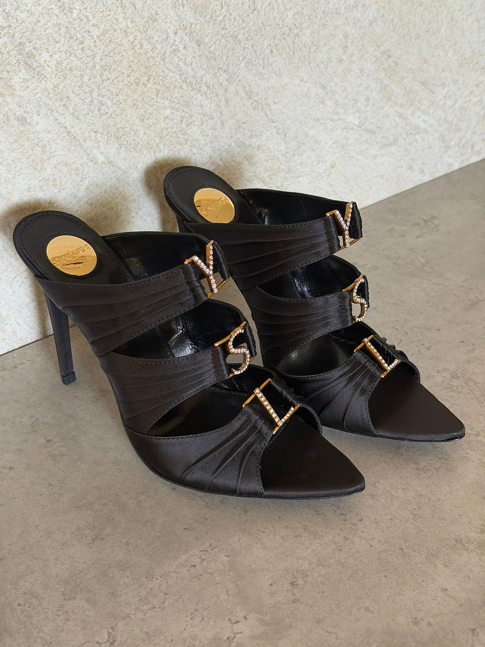 Thumbnail: YSL Emilie Mules In Satin Crepe