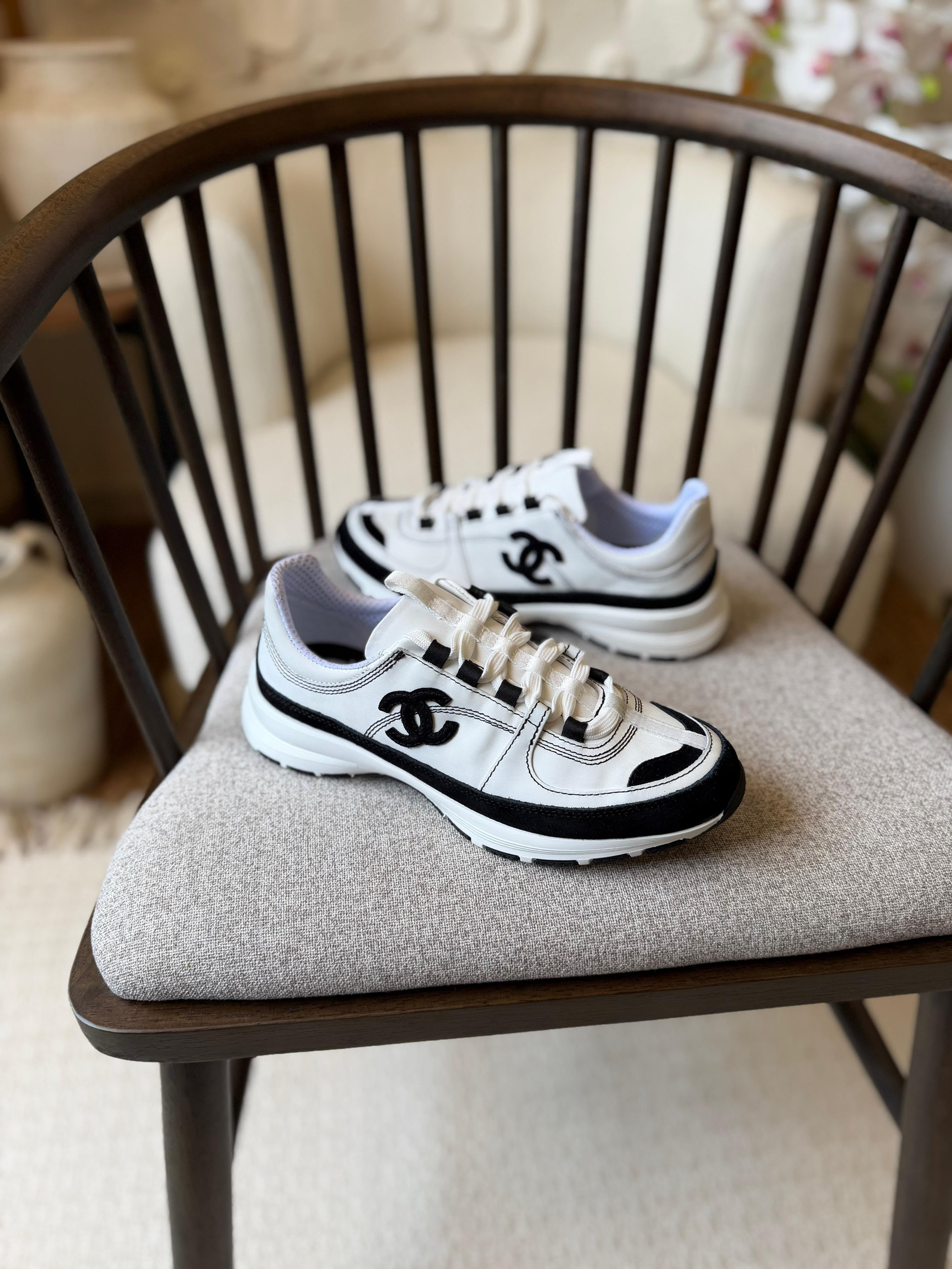 Chanel CC Suede Sneakers  