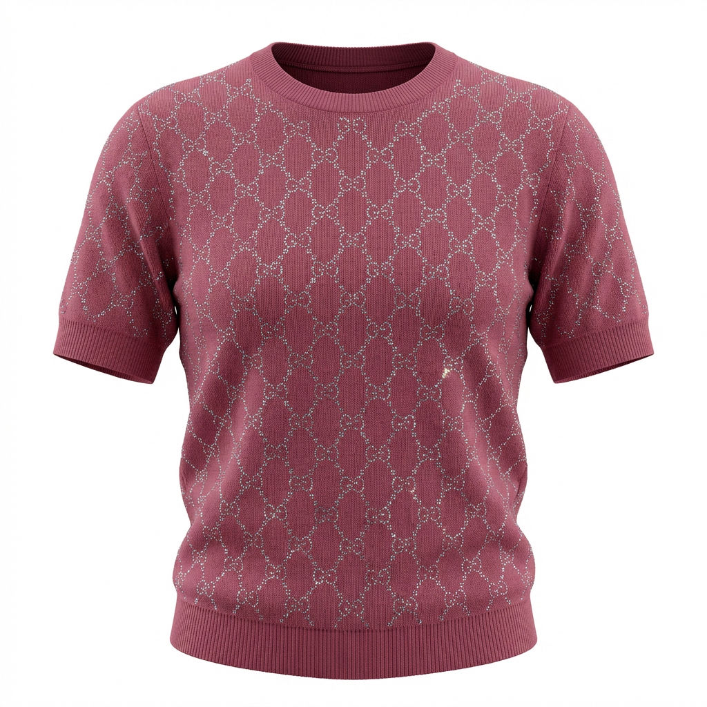 Gucci Crystal GG Monogram Knit Top