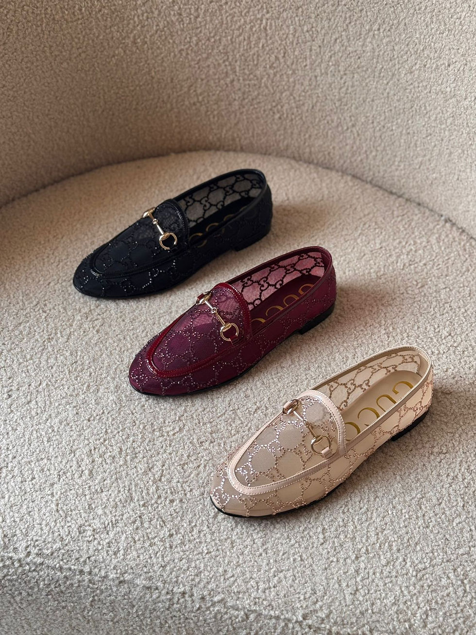 Thumbnail: Gucci Jordaan GG Crystal Loafers