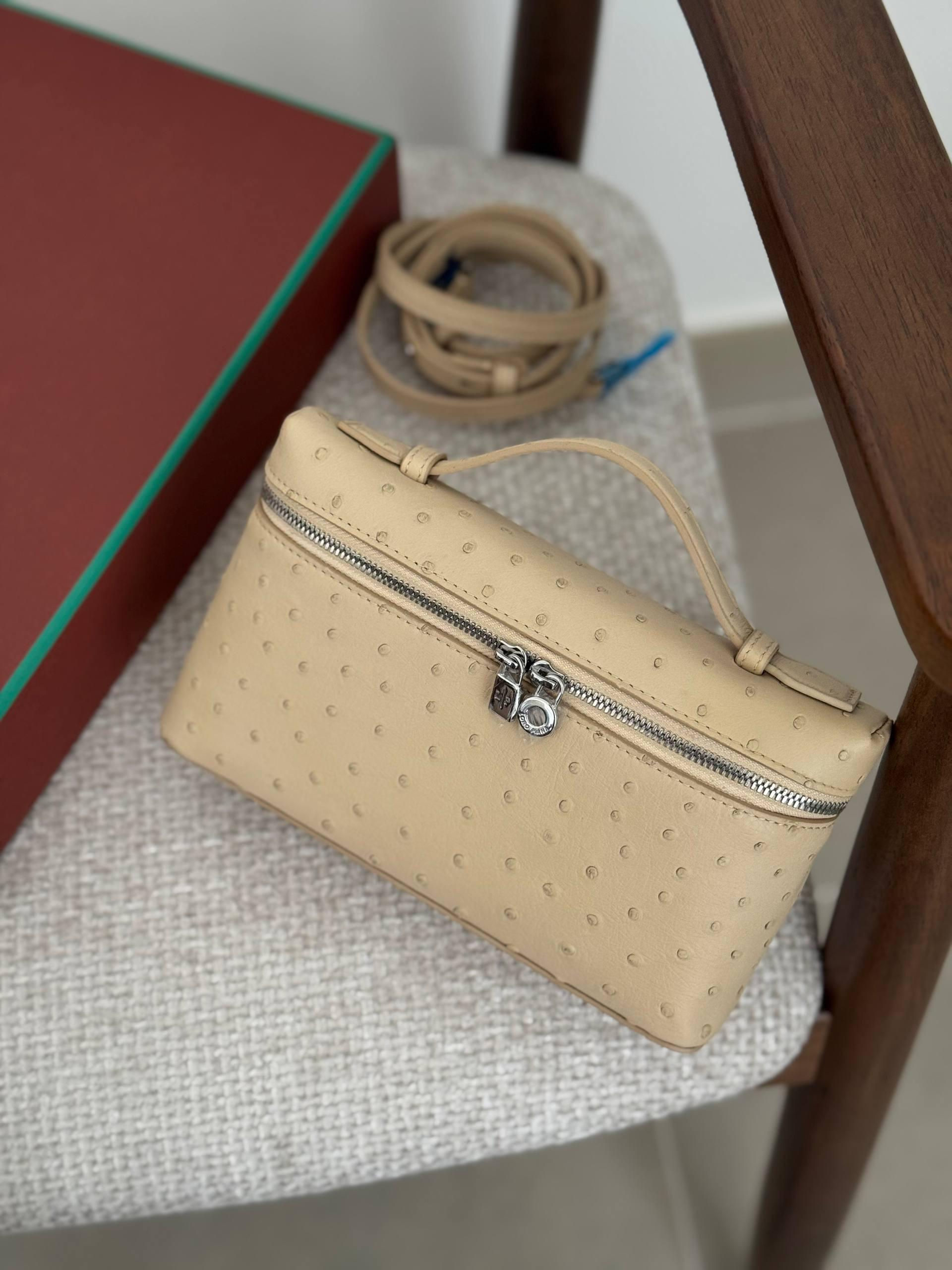 Loro Piana Extra Pocket L19 Bag in Ostrich Leather