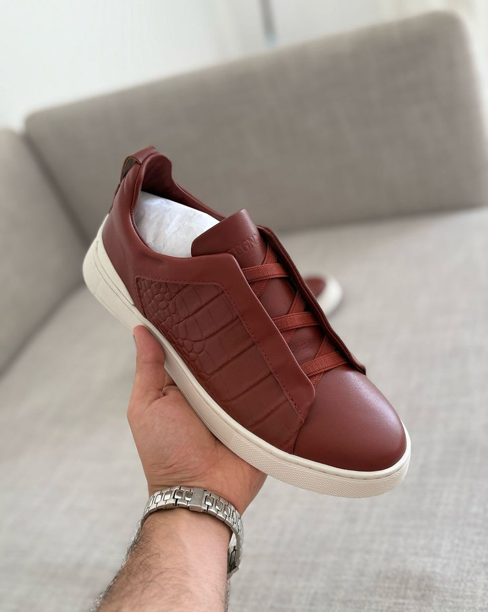 Thumbnail: Zegna Crocodile Leather Triple Stitch Sneakers