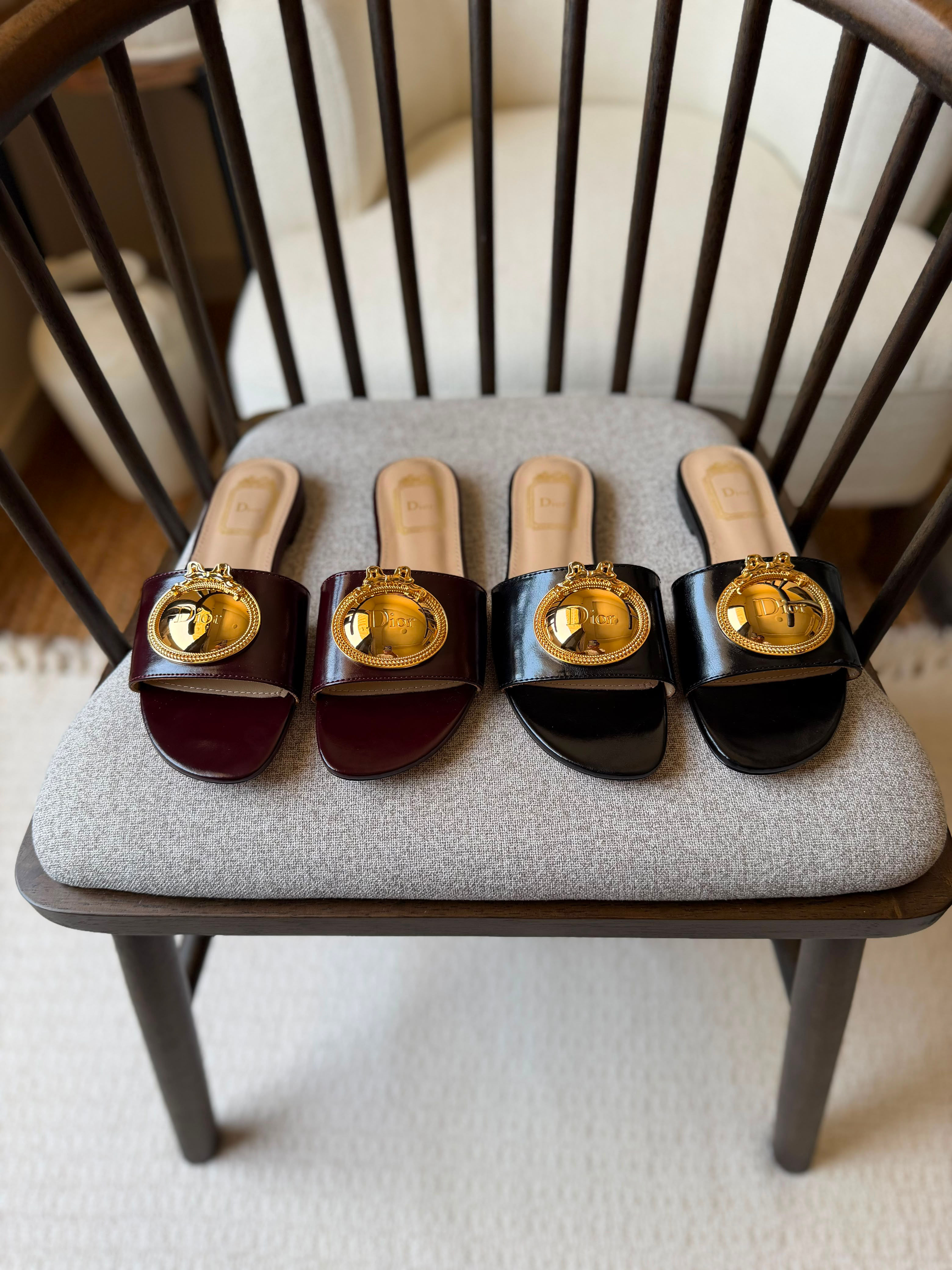 Dior Medaillon Buckle Slides