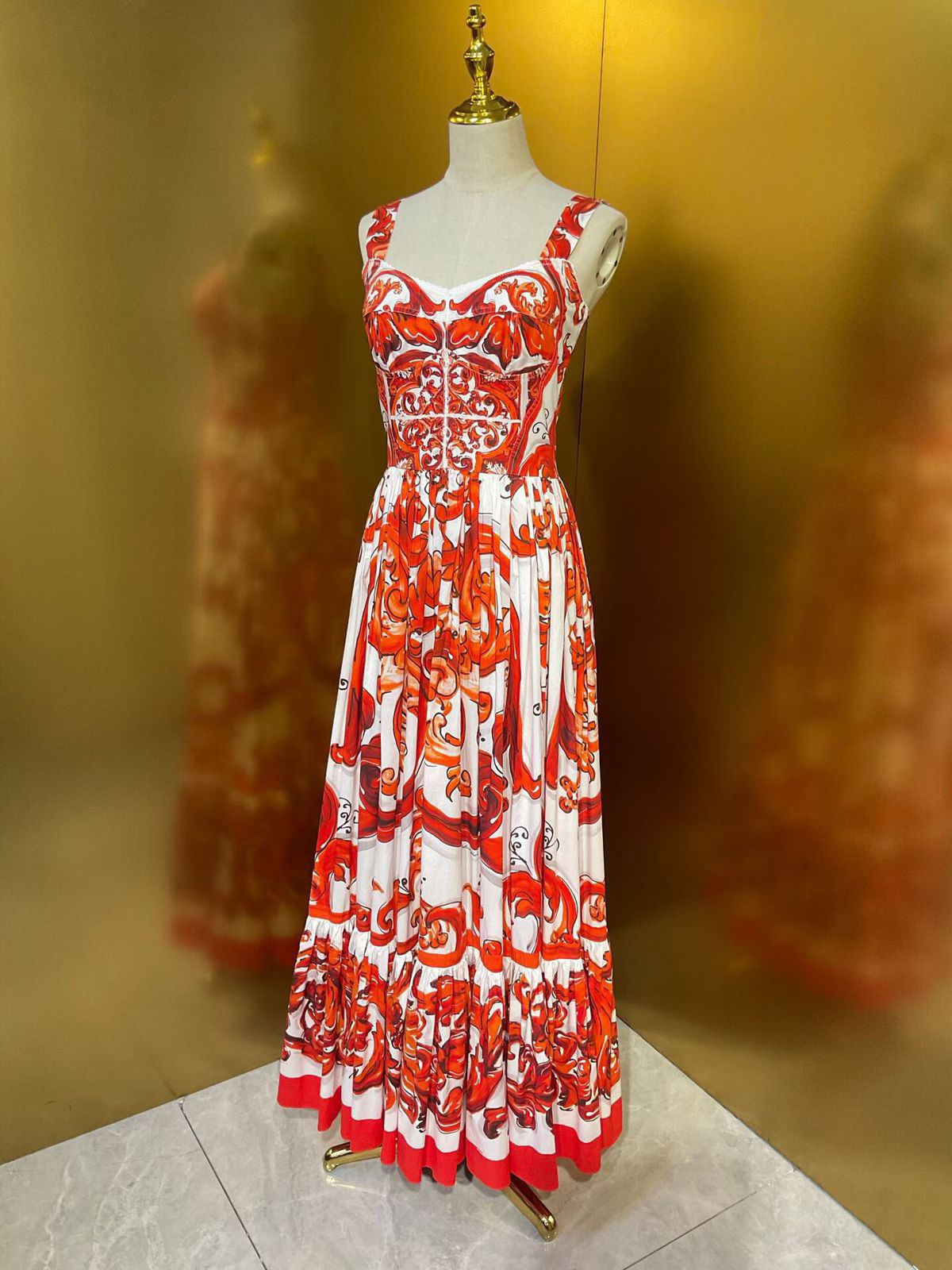 D&G Majolica-Print Long Dress