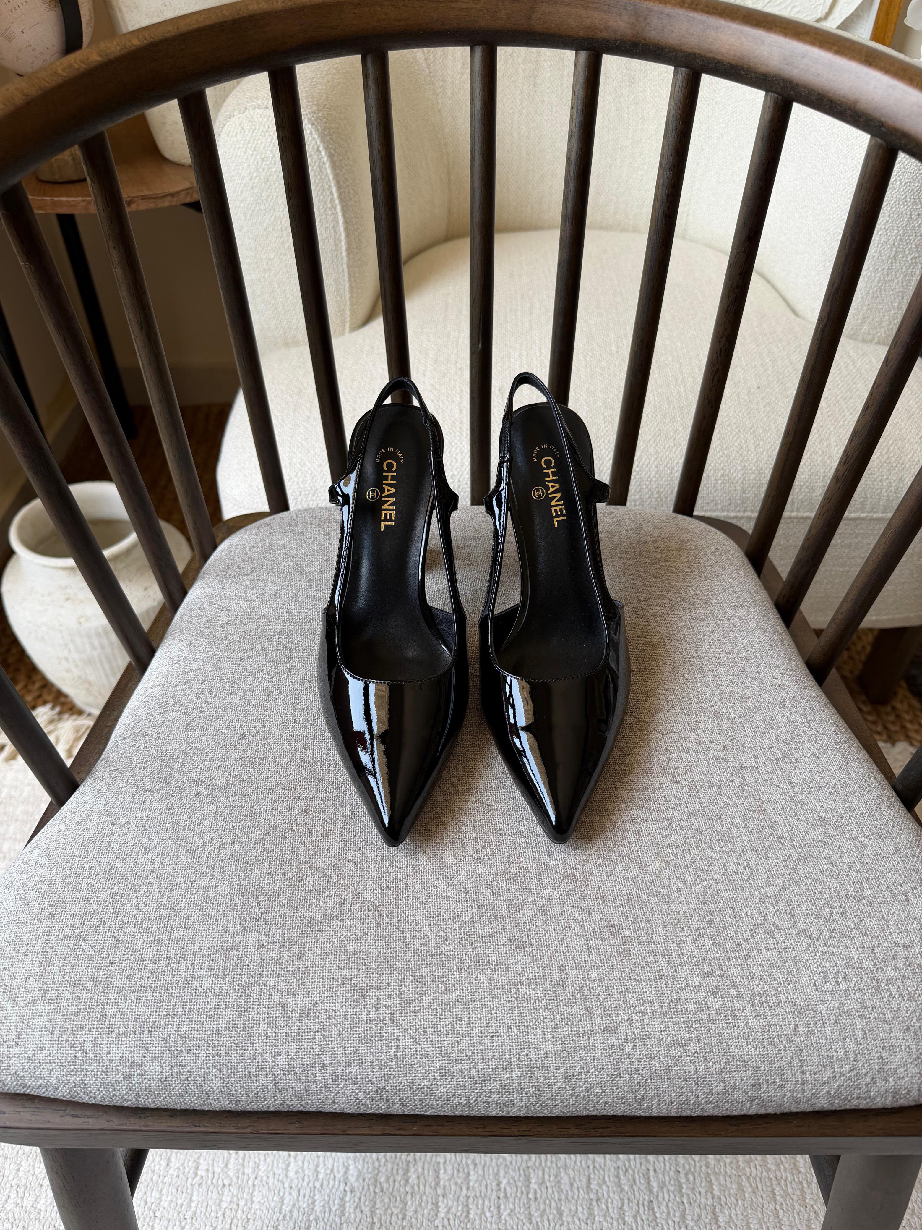 Chanel Patent Slingback Heels