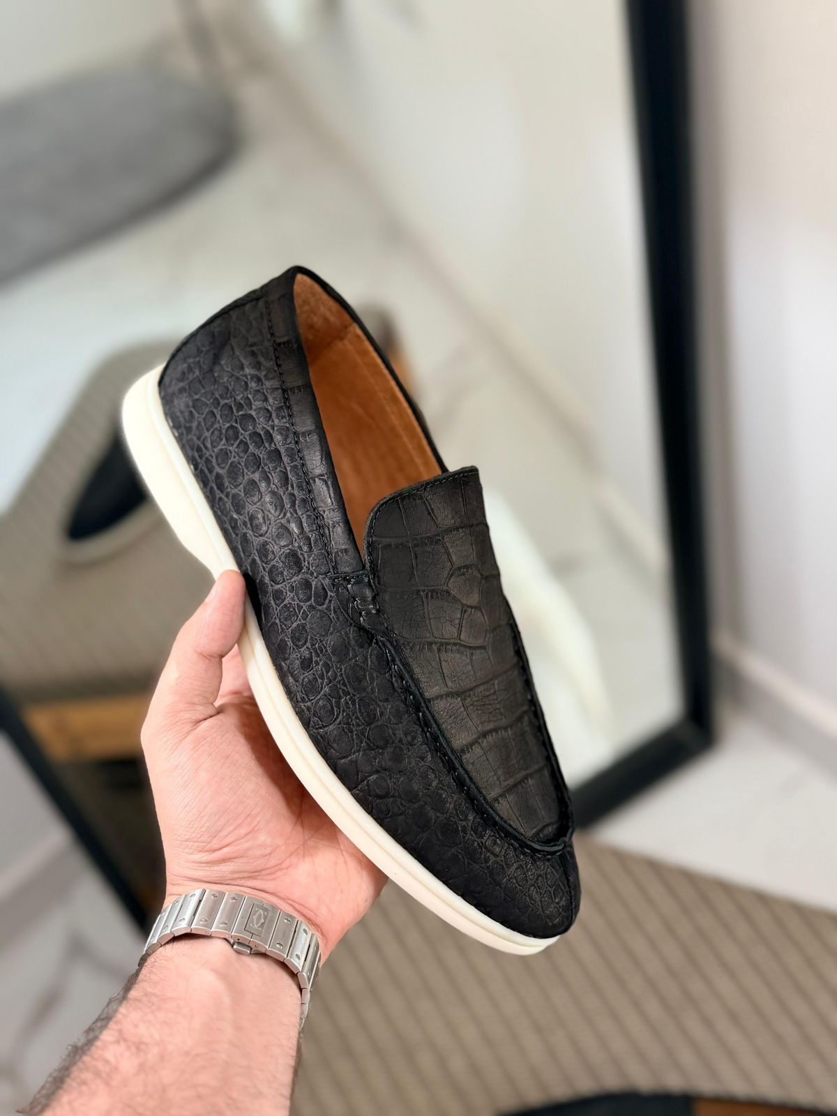 Loro Piana Summer Walk Alligator Loafers