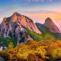 Bukhansan mountains at sunrise, Autumn in Seoul, South Korea.jpg