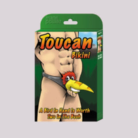 box of comedic toucan male bikini