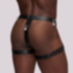 back view faux leather thong with lock