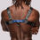 Thumbnail: black and blue classic vegan leather harness back view