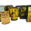 Thumbnail: Group of antique French advertising tins including Phoscao and circus graphics