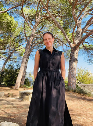Angela Perea of Maison by Angela, enjoying a peaceful afternoon beneath stone pines in Provence